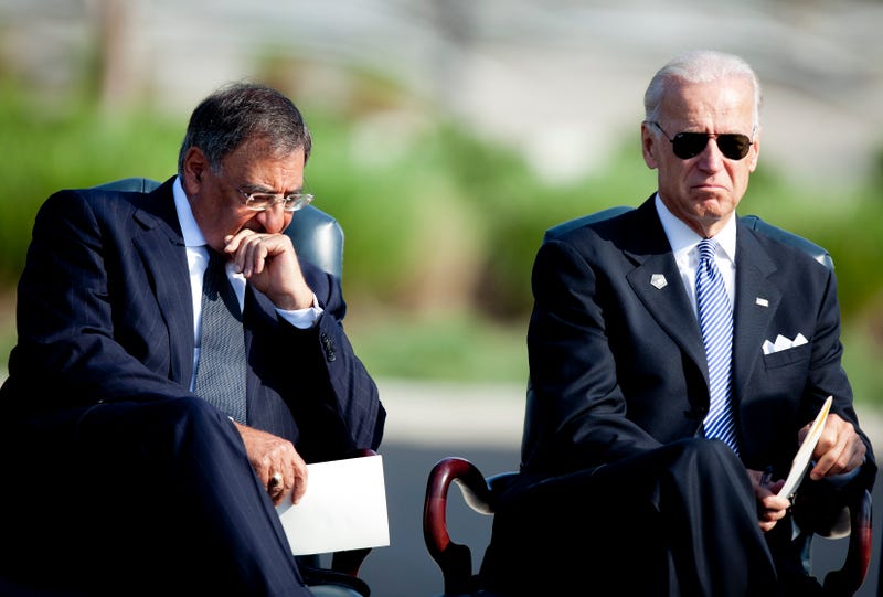 Secretary of Defense Leon E. Panetta (L) and Vice President Joseph R. Biden listen during a memorial service at the Pentagon September 11, 2011 in Arlington, Virginia.