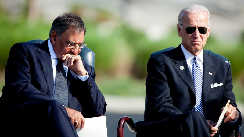 Secretary of Defense Leon E. Panetta (L) and Vice President Joseph R. Biden listen during a memorial service at the Pentagon September 11, 2011 in Arlington, Virginia.