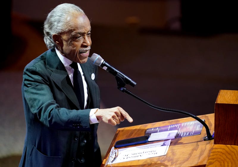 Rev. Al Sharpton delivering the eulogy at the funeral for Tyre Nichols, the 29-year-old Black man who was beaten to death by Memphis police officers. Sharpton held a prayer service for Bragg on Saturday.