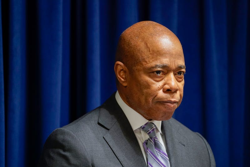 New York Mayor Eric Adams takes questions after a press conference on Feb.14, 2023, in the Bronx, New York.