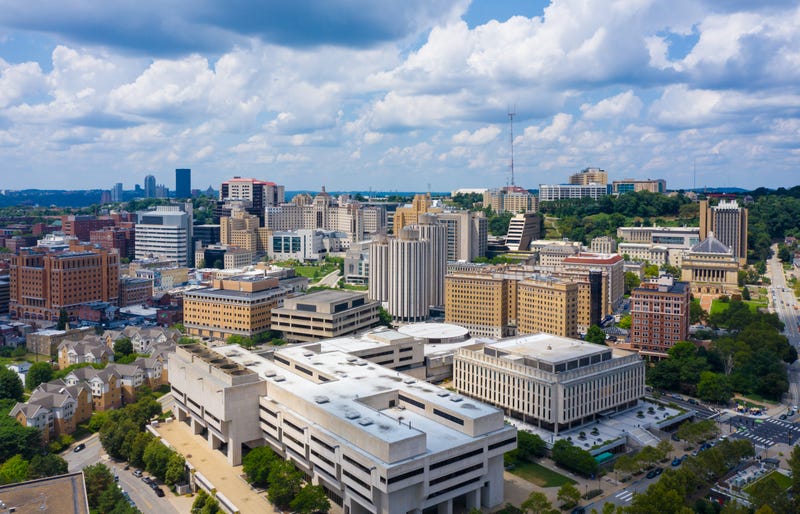 Aerial view of the University of Pittsburgh