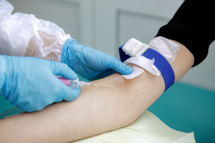 needle prepared for blood draw