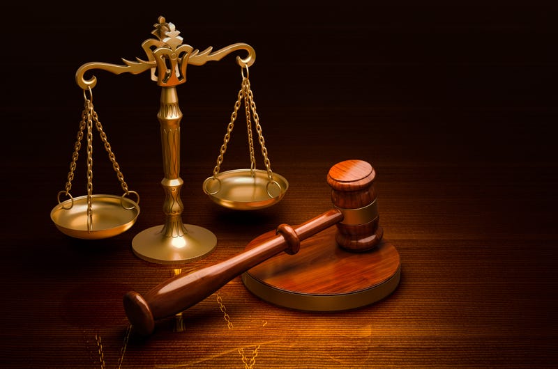 Scales of Justice and Wooden Gavel