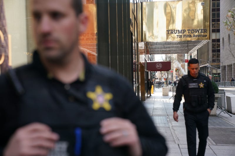 Secret Service agents outside Trump Tower on April 3, 2023