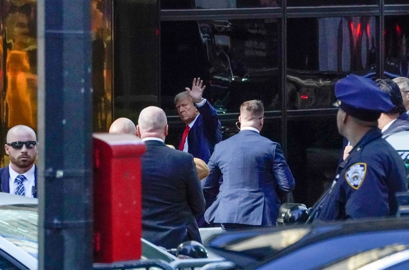 Former President Donald Trump arrives at Trump Tower in New York on April 3, 2023.