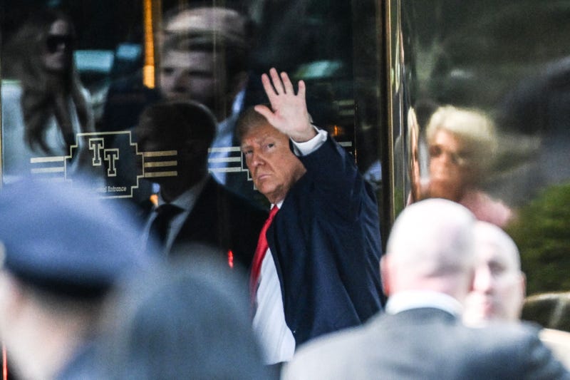 Former President Donald Trump arrives at Trump Tower in New York on April 3, 2023.