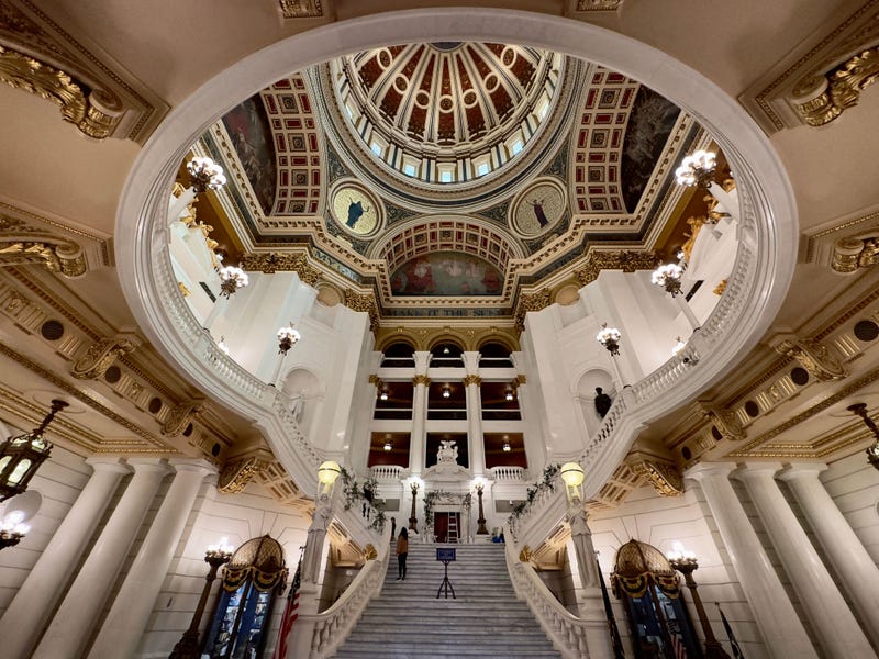 View inside of the state capitol dome in Harrisburg, Pennsylvania, on April 2, 2023.