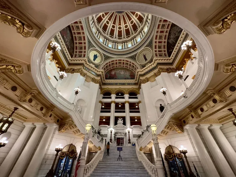 View inside of the state capitol dome in Harrisburg, Pennsylvania, on April 2, 2023. 