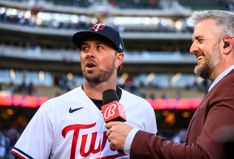 Kyle Farmer #12 of the Minnesota Twins is interviewed by Bally Sports North. 