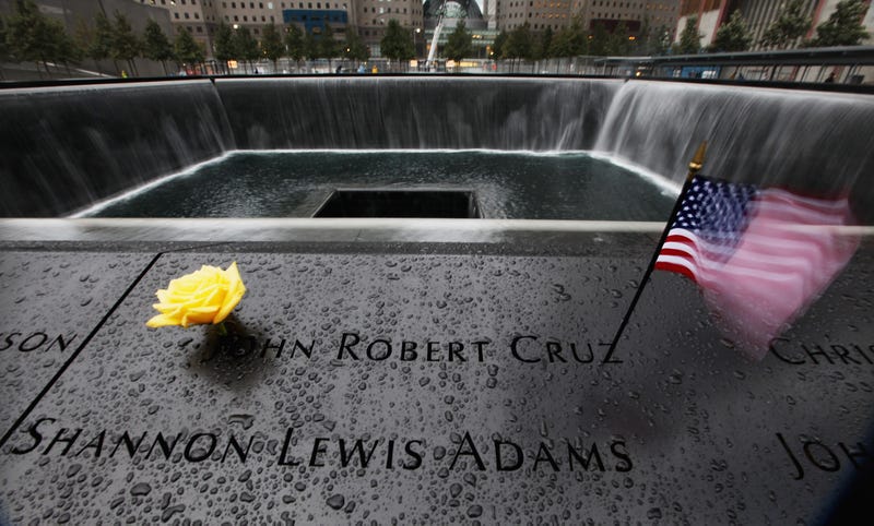 he North Pool Waterfall at the National September 11 Memorial is seen in the rain on the fourth day it was open to the public on September 15, 2011 in New York City. Access to the memorial is free, but will is tightly controlled with visitors needing to obtain passes in advance, entering at specified times.