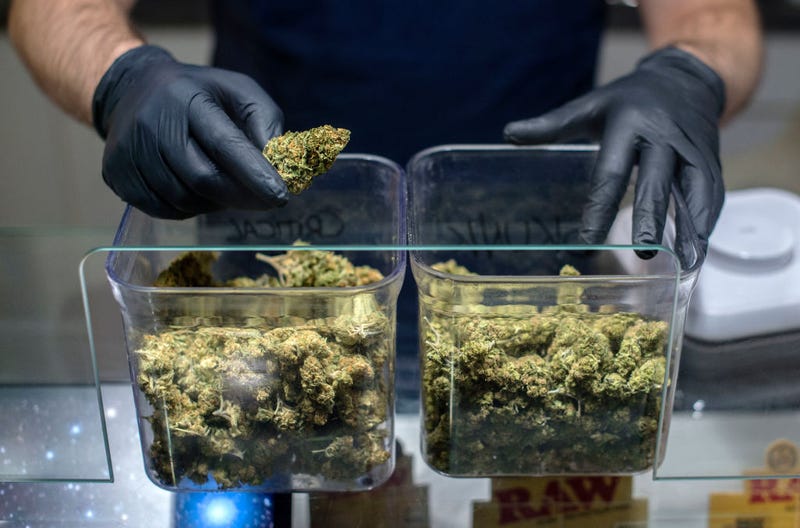 Marijuana ready to be sold is seen at Zoom Club on June 20, 2020 in Madrid, Spain.
