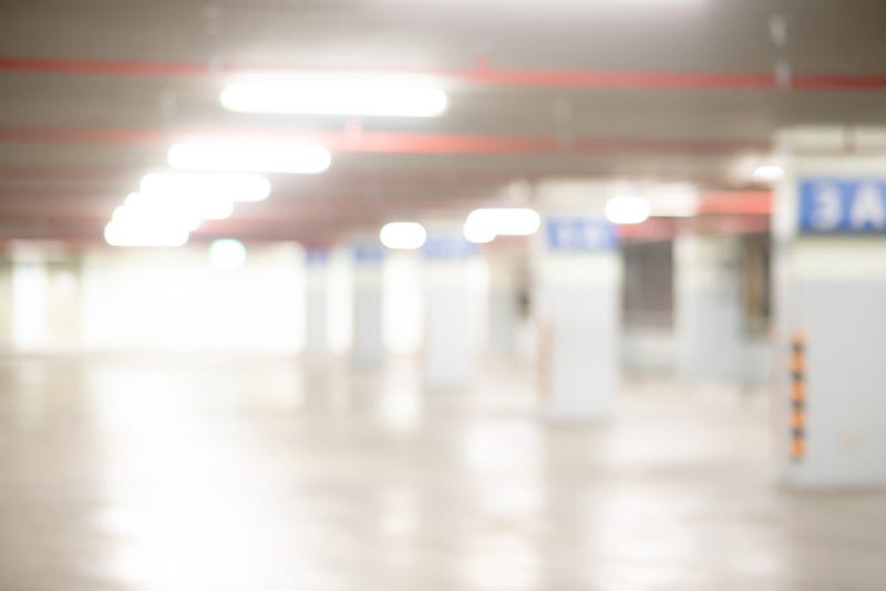 Abstract blurred car park background - stock photo