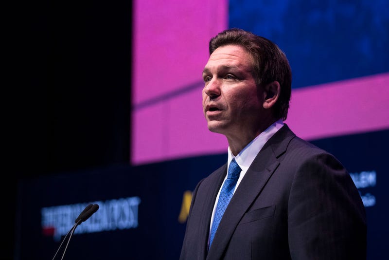  Florida Gov. Ron DeSantis gives a speech during the Jerusalem Post conference at the Museum of Tolerance on April 27, 2023 in Jerusalem, Israel. Ron DeSantis, the Republican governor of Florida and an anticipated US presidential candidate, has been visiting several countries as part of a trade delegation. (Photo by Amir Levy/Getty Images)