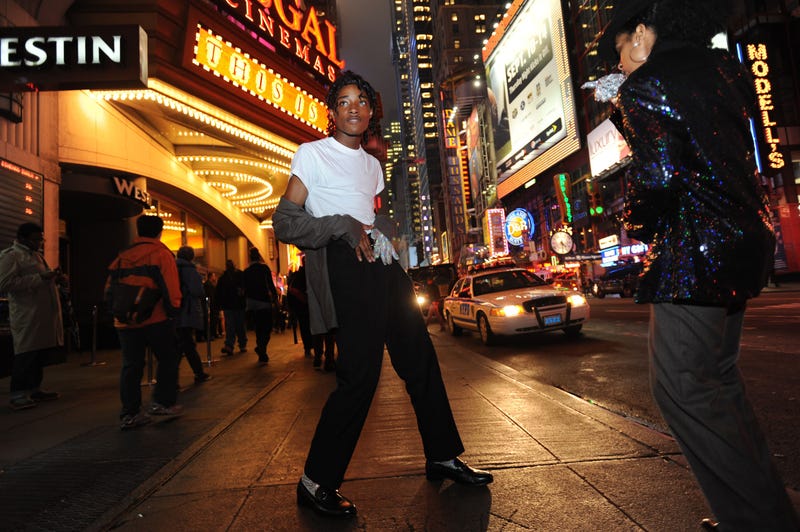 Jordan Neely is pictured before going to see the Michael Jackson movie "This is It" outside the Regal Cinemas in Times Square in 2009.