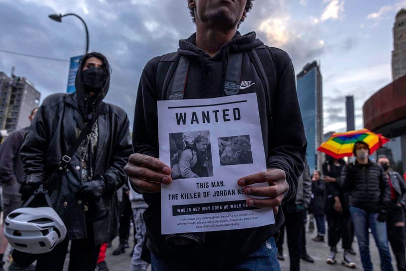 Protestors gather at the Barclays Center on May 4, 2023, to protest the killing of Jordan Neely