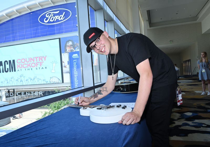 Chase Matthew at Media Row ahead of the 58th Academy Of Country Music Awards from Ford Center at The Star