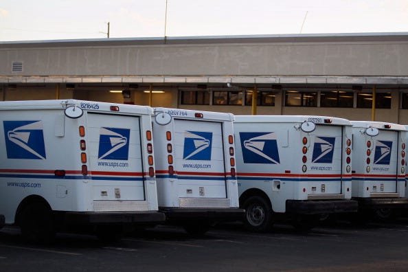 U.S. Postal vehicles.