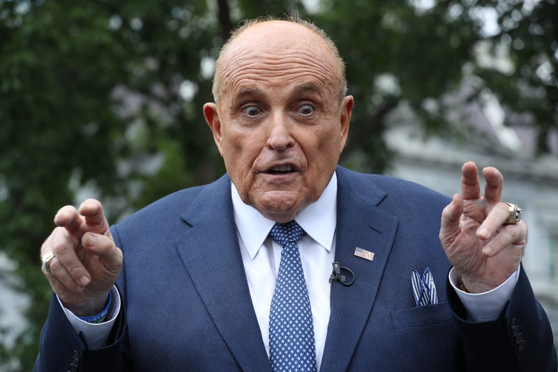 Rudy Giuliani talks to journalists outside the White House West Wing July 01, 2020 in Washington, DC.