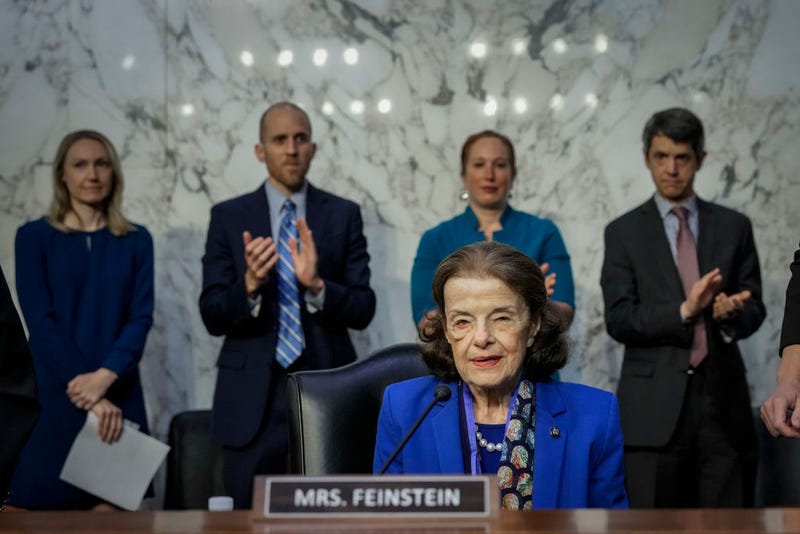 Sen. Dianne Feinstein (D-CA) arrives and takes her seat at a business hearing of the Senate Judiciary Committee on Capitol Hill May 11, 2023 in Washington, DC.