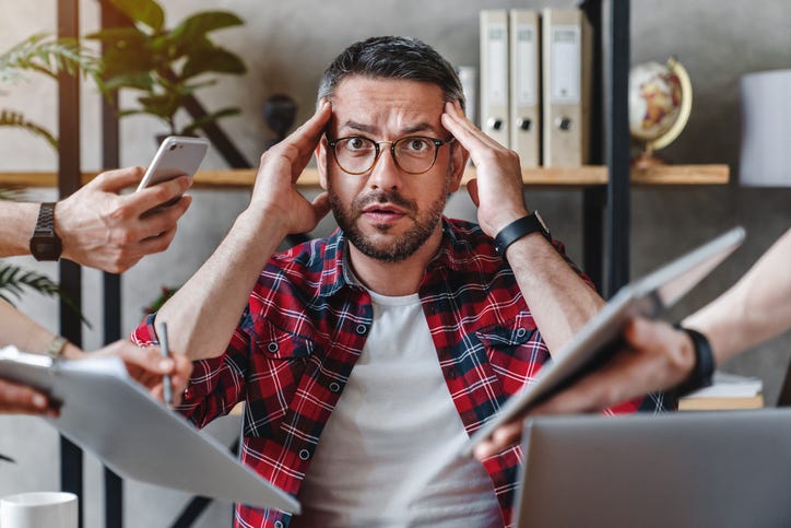 Man stressed at work