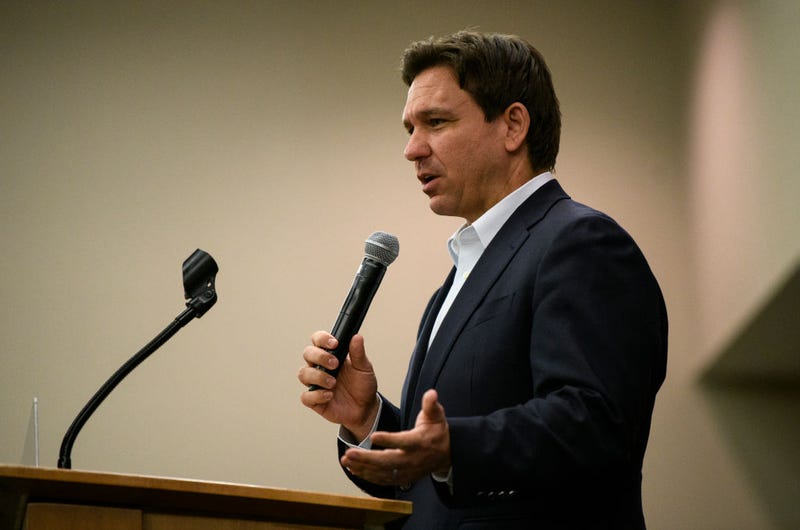 Florida Gov. Ron DeSantis speaks during an Iowa GOP reception on May 13, 2023 in Cedar Rapids, Iowa.