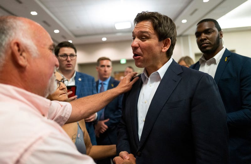 Florida Gov. Ron DeSantis speaks with attendees during an Iowa GOP reception on May 13, 2023 in Cedar Rapids, Iowa. Although he has not yet announced his candidacy, Gov. DeSantis has received the endorsement of 37 Iowa lawmakers for the Republican presidential nomination next year. (Photo by Stephen Maturen/Getty Images)