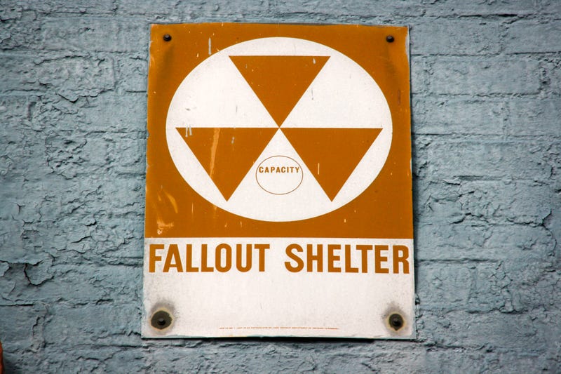 Nuclear radiation fallout shelter sign