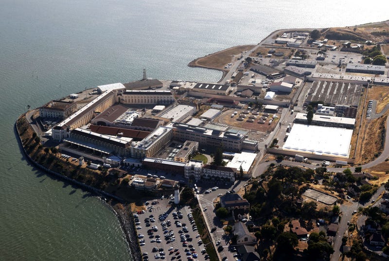 An aerial view San Quentin State Prison on July 08, 2020 in San Quentin, California.