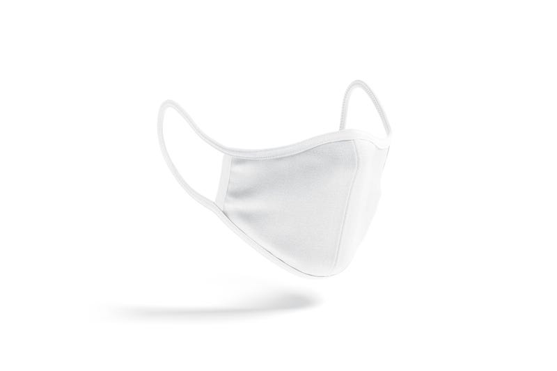 Blank white fabric face mask mockup
