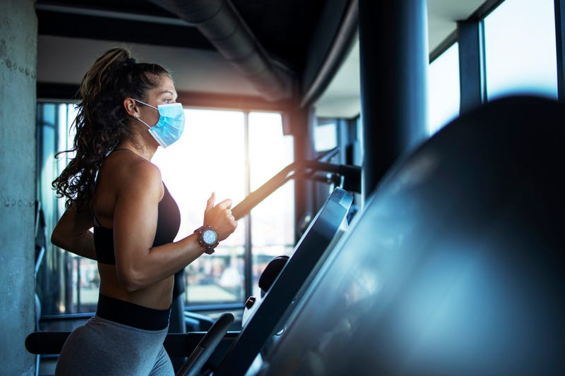 A woman working out.