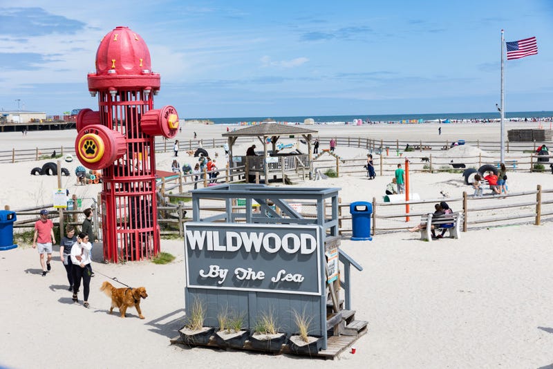 People spend time on the beach during the Memorial Day weekend on May 28, 2023 in Wildwood, New Jersey. Memorial Day weekend kicks off the start of the beach season on the East Coast.