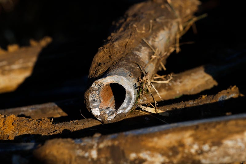 Old lead piping removed from an Illinois home on March 4, 2021.