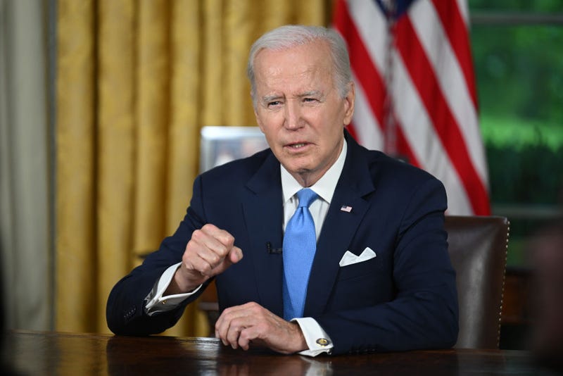 President Joe Biden addresses the nation on averting default and the Bipartisan Budget Agreement in the Oval Office of the White House on June 2, 2023 in Washington, DC. (Photo by Jim Watson-Pool/Getty Images)
