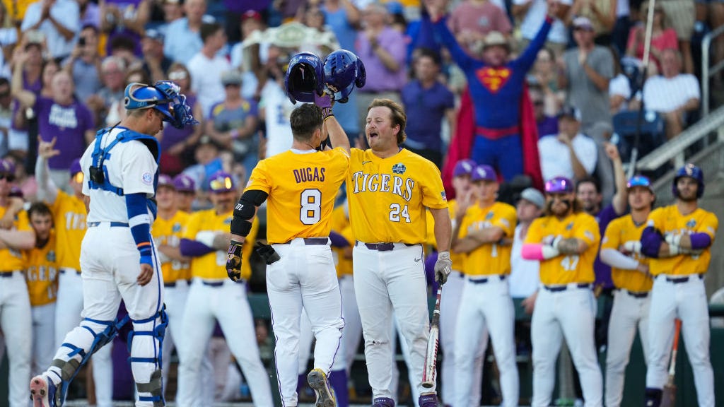Tigers legend Joe Burrow shows up to support LSU at College World Series