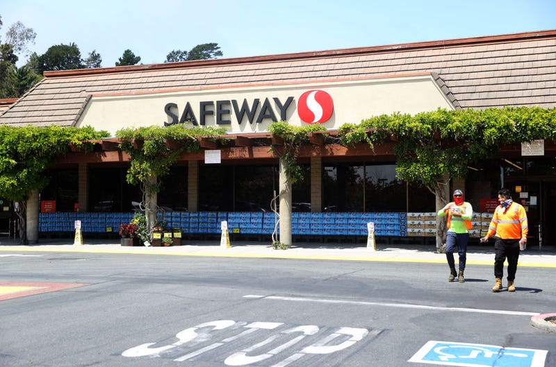 Customers leave a Safeway store on July 27, 2020 in Mill Valley, California.