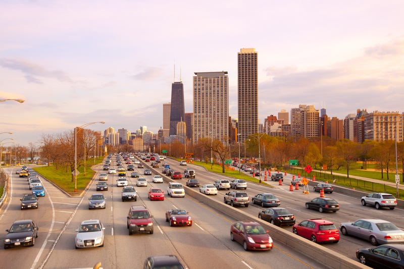 Traffic on Lake Shore Drive at downtown Chicago