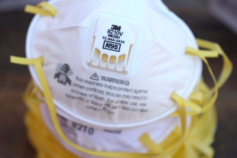 3M brand N95 particulate respirators are displayed on a table on July 28, 2020 in San Anselmo, California. (Photo Illustration by Justin Sullivan/Getty Images)