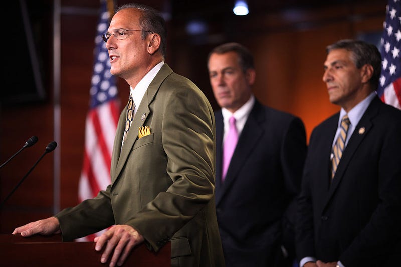 WASHINGTON, DC - Tom Marino (former R-PA) speaks during a news conference about the budget continuing resolution passed by the House on September 23, 2011 in Washington, DC.