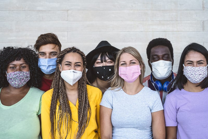 Young people wearing masks