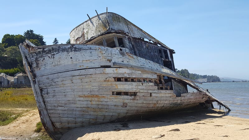 An abandoned boat in Point Reyes National Seashore.