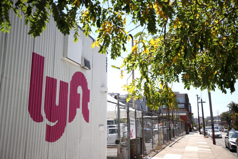  A sign is posted in front of a Lyft driver center on August 12, 2020 in San Francisco, California.
