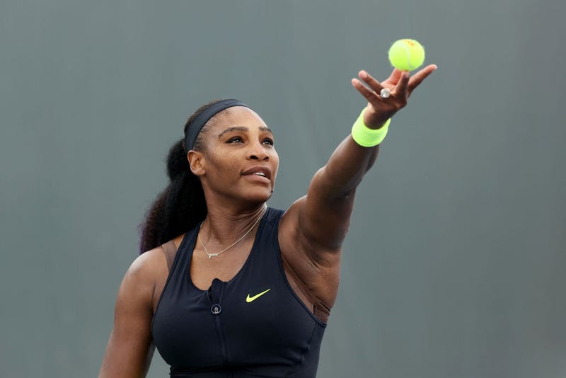 Serena Williams serves during her match against Venus Williams during Top Seed Open - Day 4 at the Top Seed Tennis Club on August 13, 2020 in Lexington, Kentucky.