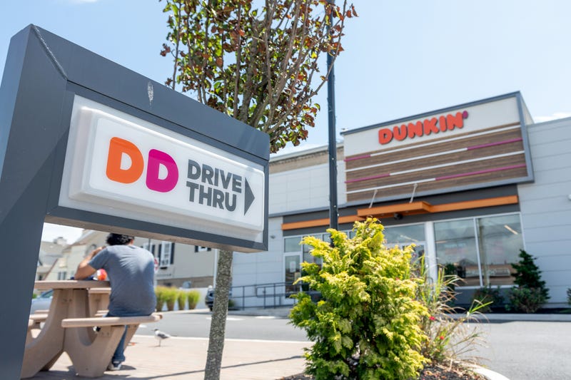 VENTNOR CITY, NEW JERSEY - AUGUST 14: A view of a Dunkin' Donuts drive through sign is seen as the state of New Jersey continues Stage 2 of re-opening following restrictions imposed to slow the spread of coronavirus on August 14, 2020 in Ventnor City, New Jersey. Stage 2, allows moderate-risk activities to resume which includes pools, youth day camps and certain sports practices.