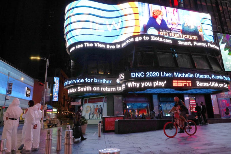 ABC News' Good Morning America studios chyron in New York, NY. 