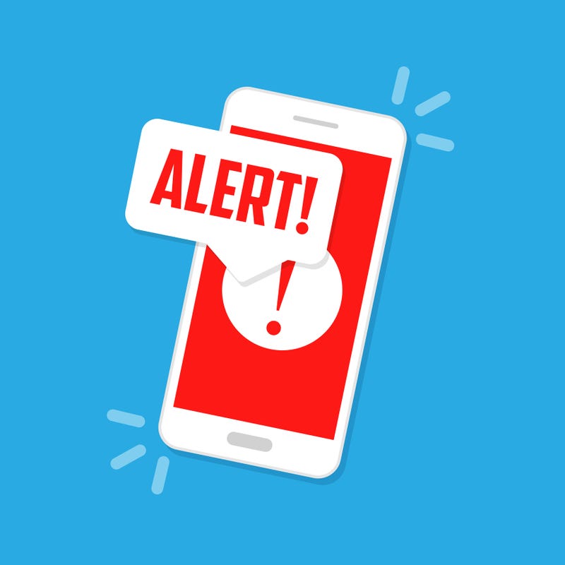 Alert notification on the smartphone screen