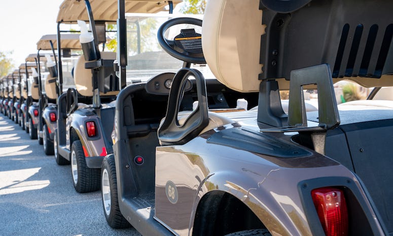 Golf carts lined up