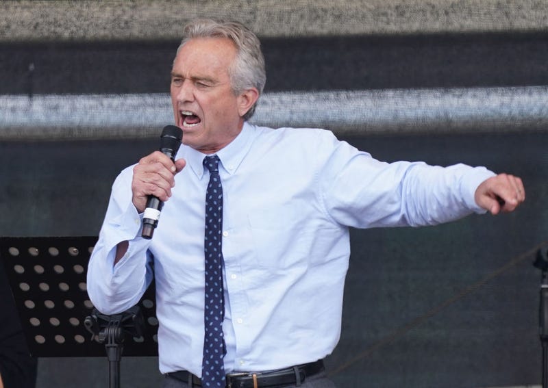 Robert F. Kennedy Jr., nephew of former U.S. President John F. Kennedy, speaks to people on August 29, 2020 in Berlin, Germany. 