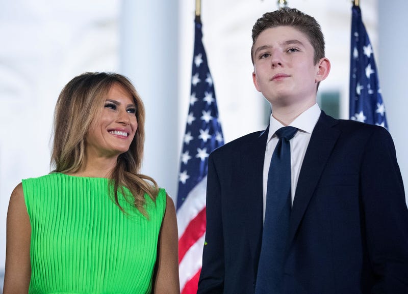 Melania Trump (left) and Barron Trump (right) in August 2020