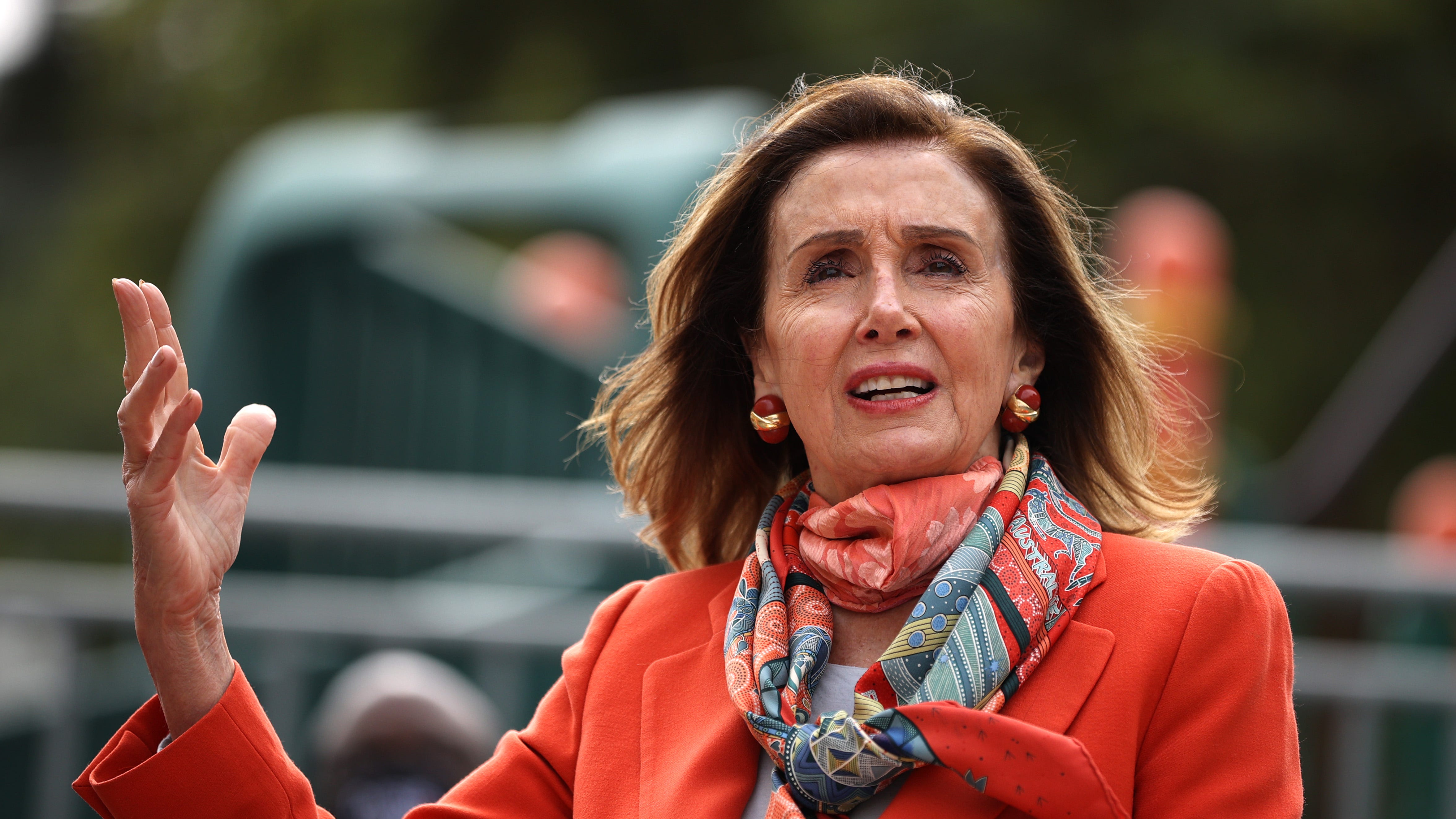 Nancy Pelosi's home vandalized with graffiti on garage door; apparent pig's head, red paint on driveway