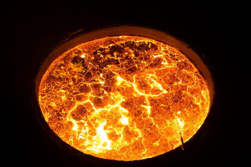 A pool of molten steel